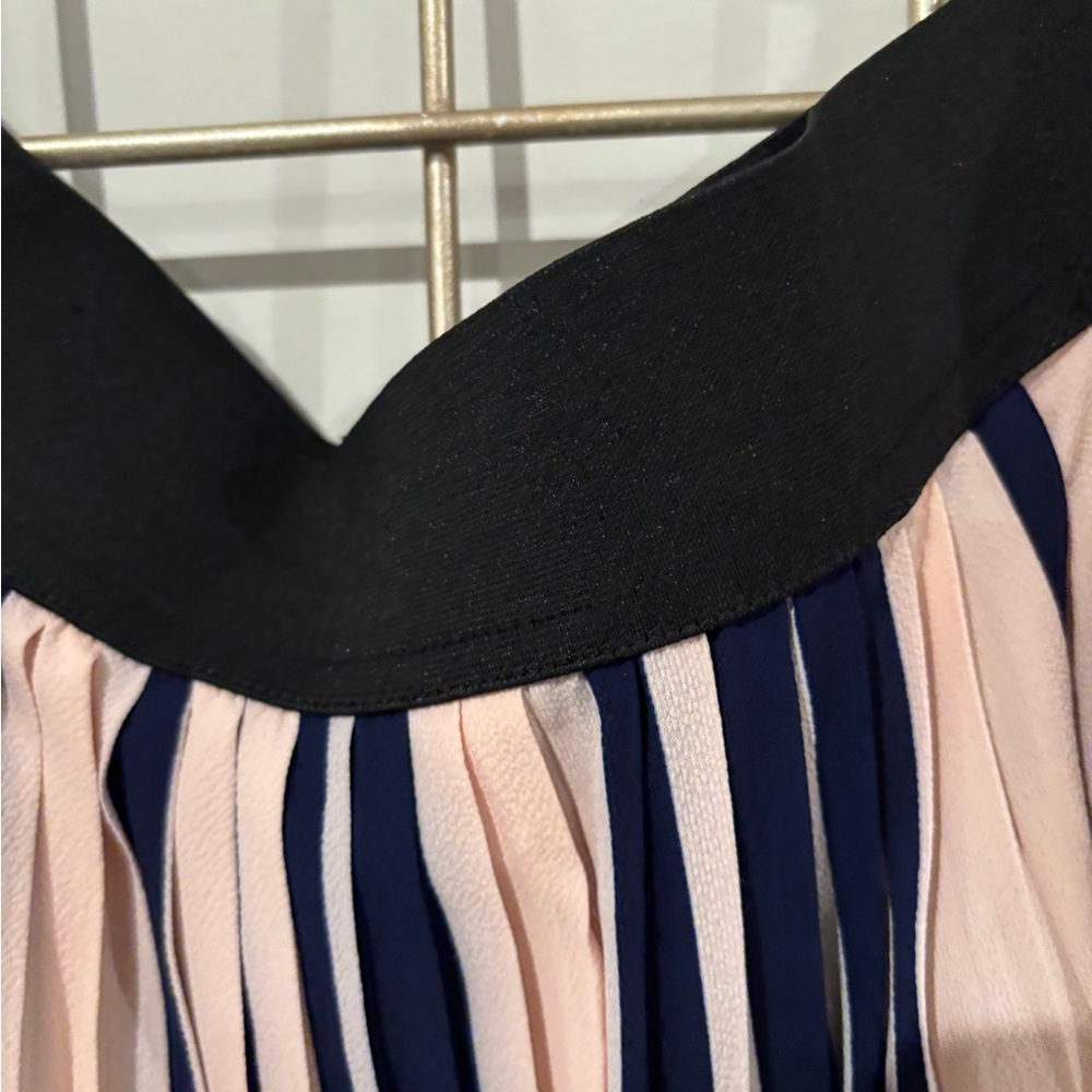 Bare Anthology Blue and Cream Pleated A-Line Maxi Skirt - Picture 2 of 3